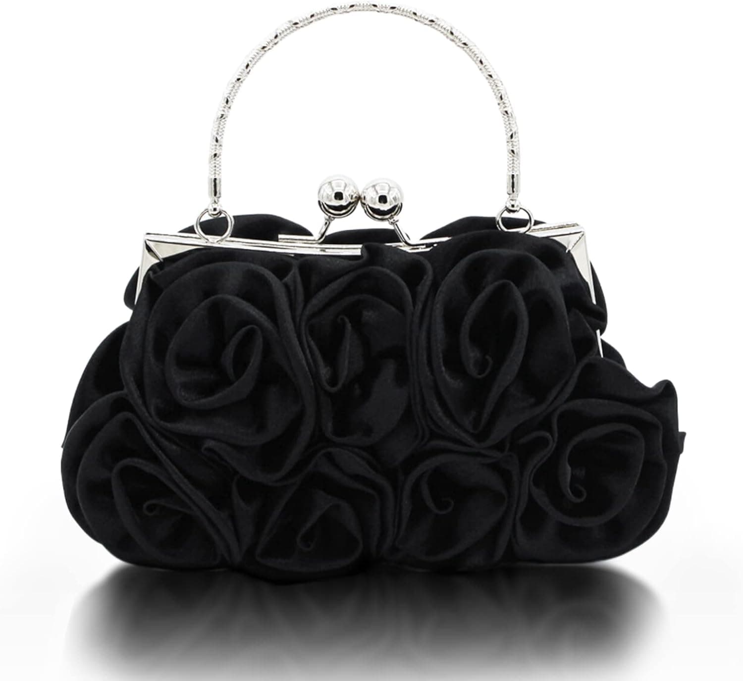 Black satin evening pouch