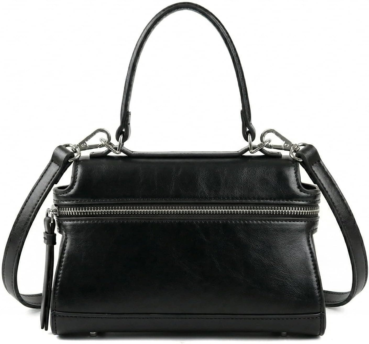 Small structured black crossbody handbag