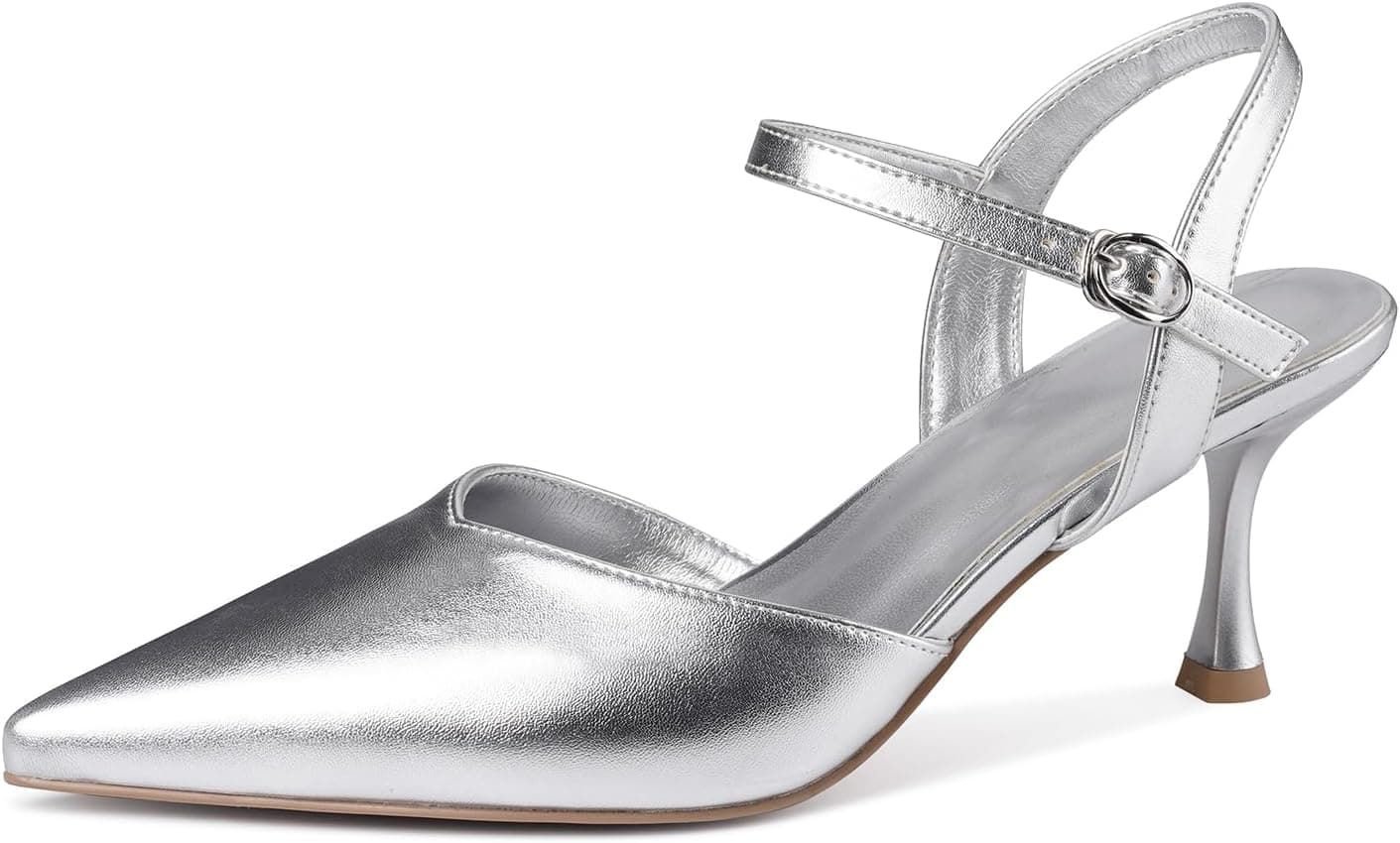 Silver rhinestone pointed slingback pumps β sizes 5.5β11