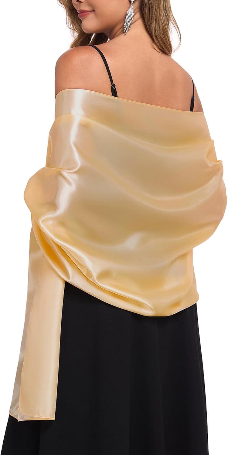 Gold satin shoulder shawl