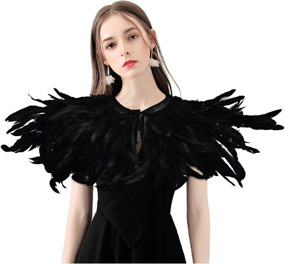 Black feather crow collar cape