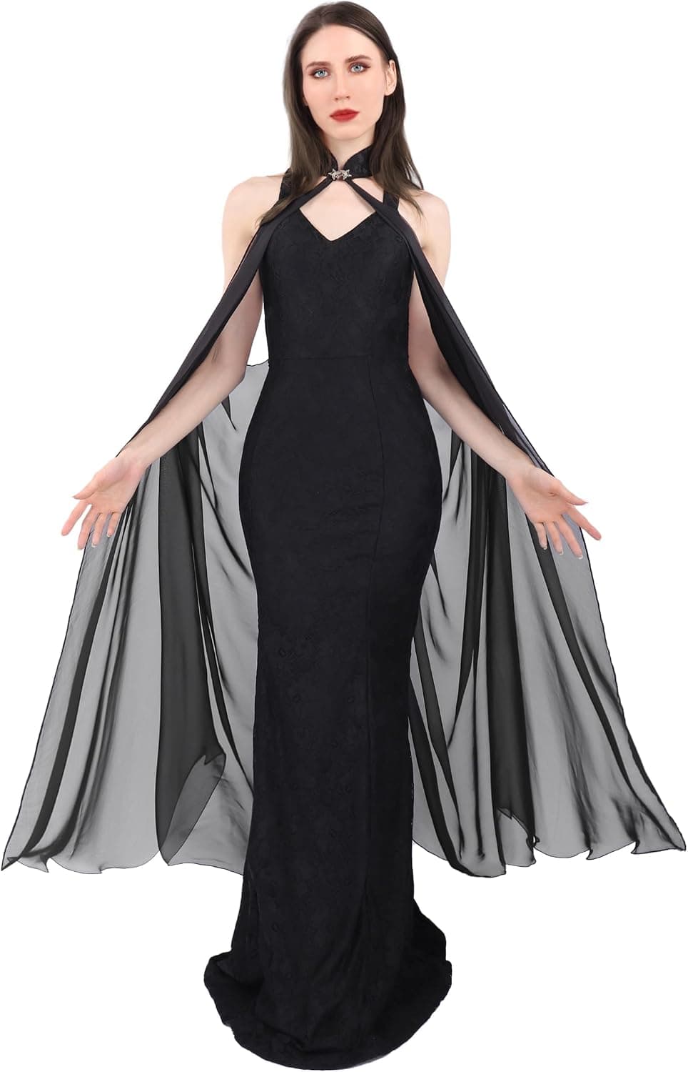 Black sheer chiffon cape