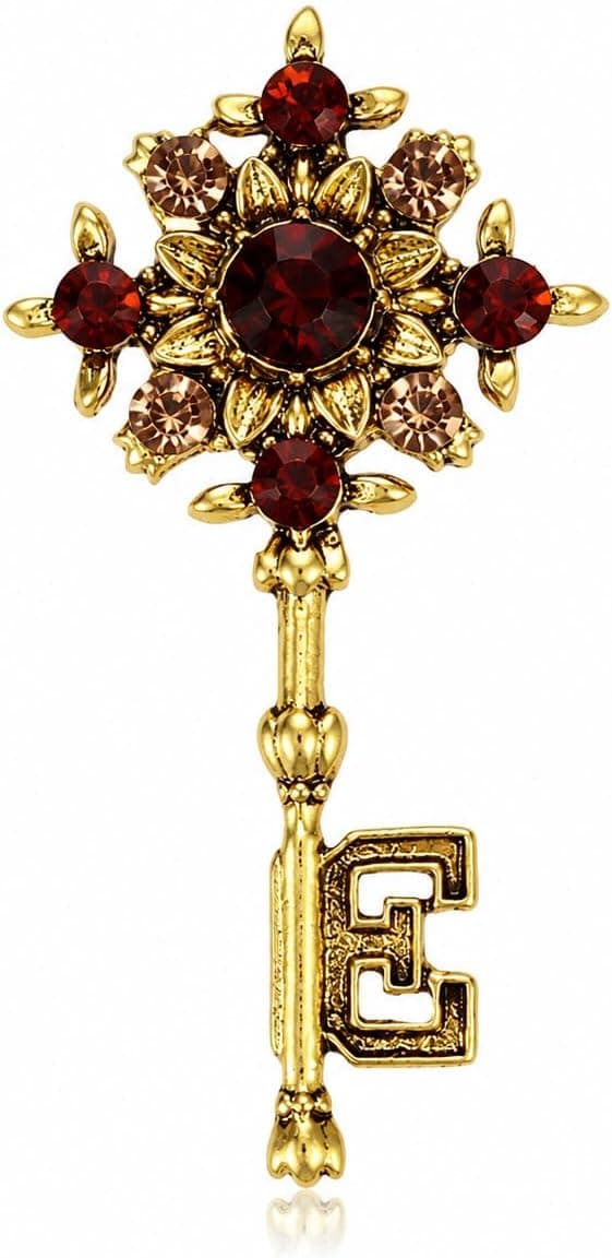 Antique gold key brooch
