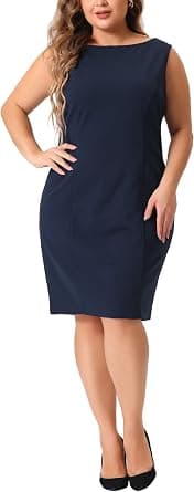 Navy sleeveless sheath dress — plus sizes 1X–6X