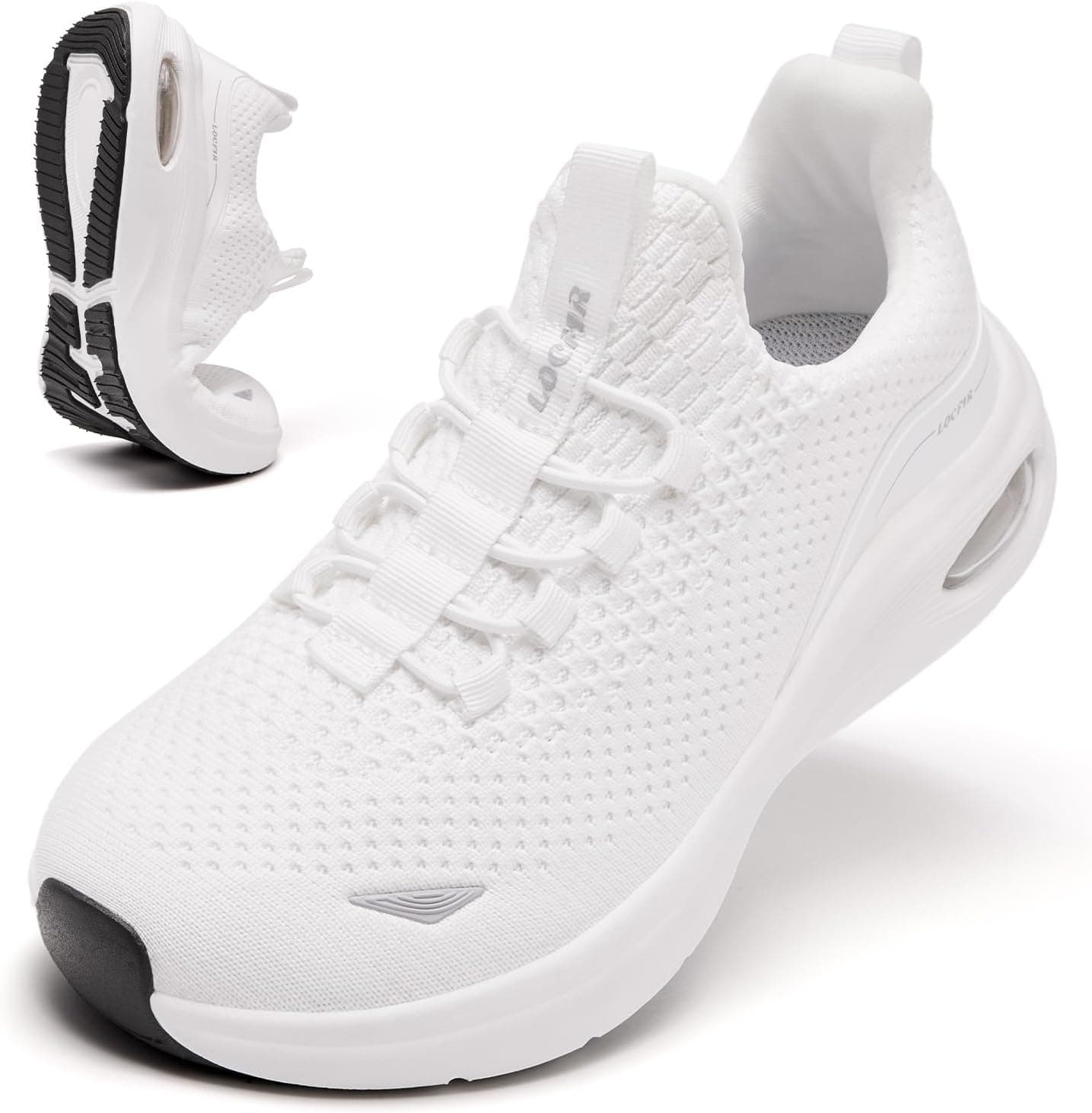 White extra-wide walking sneakers