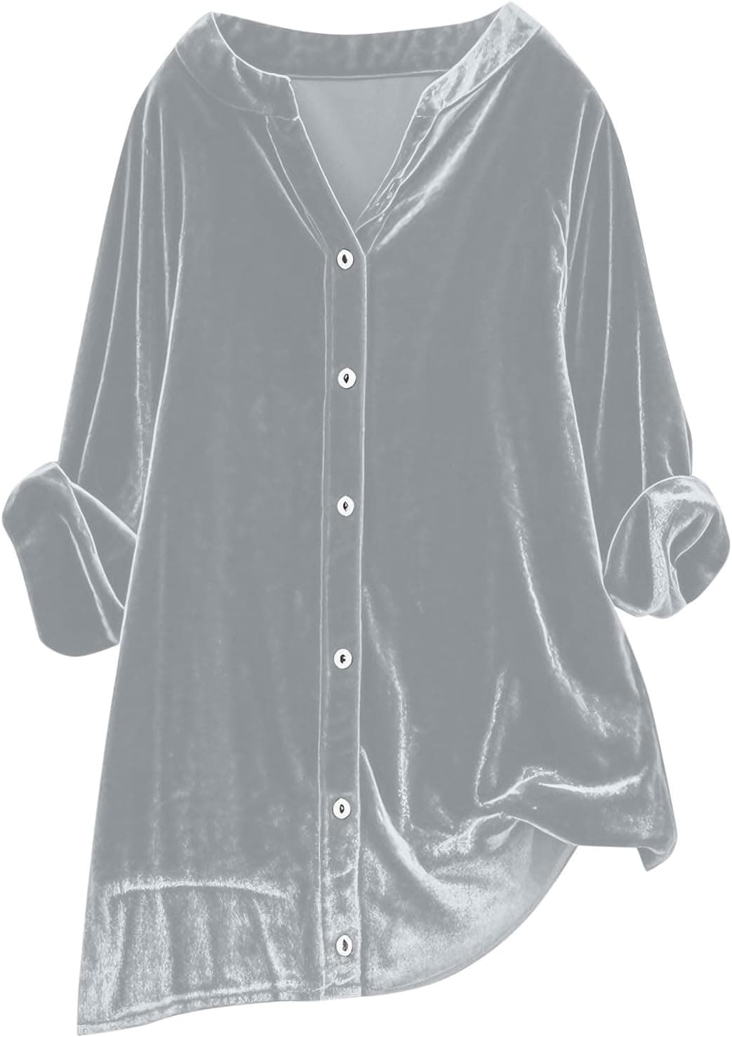 Gray plus-size velvet tunic top — up to 5X