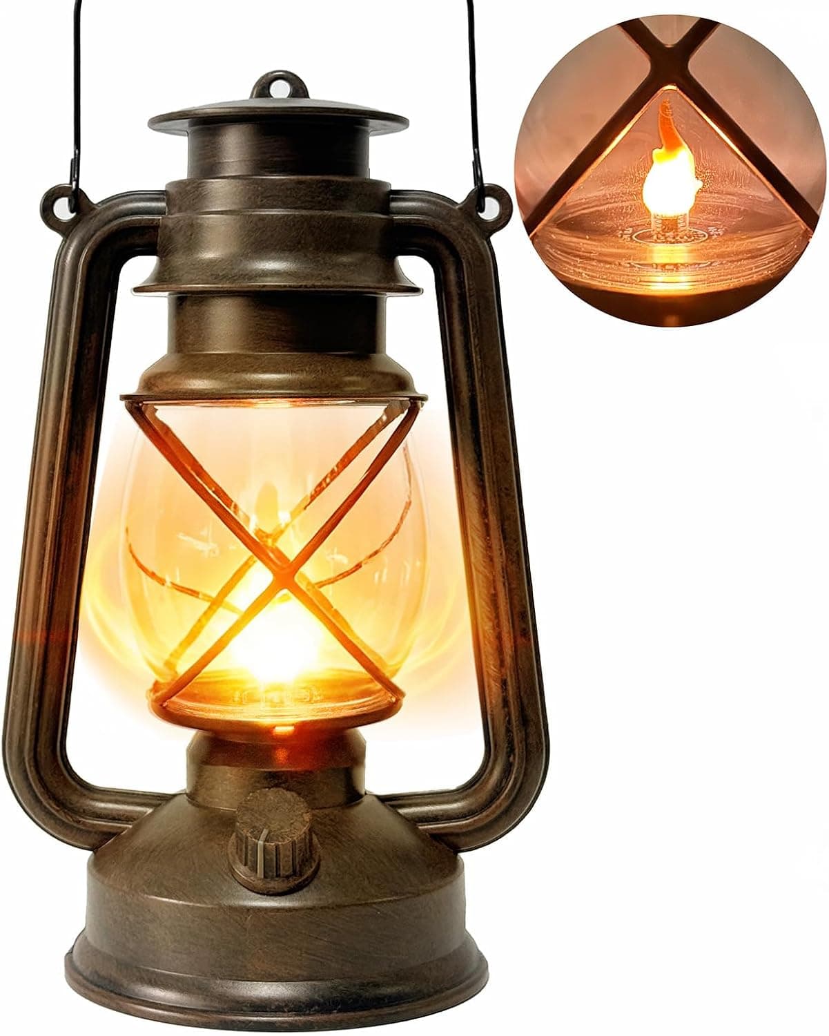 Bronze vintage LED lantern prop
