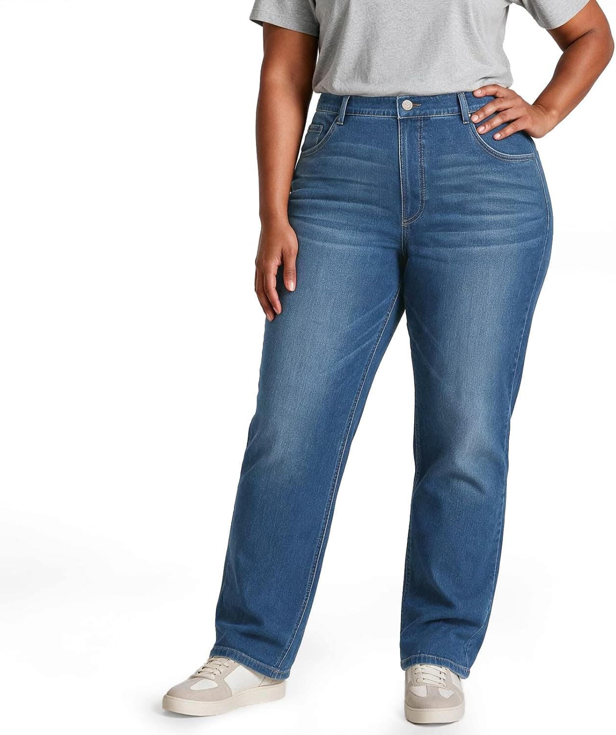 Blue plus-size straight-leg jeans — up to 4X