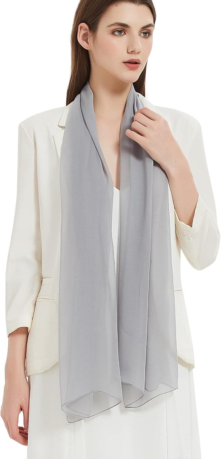Plain-gray sheer chiffon scarf