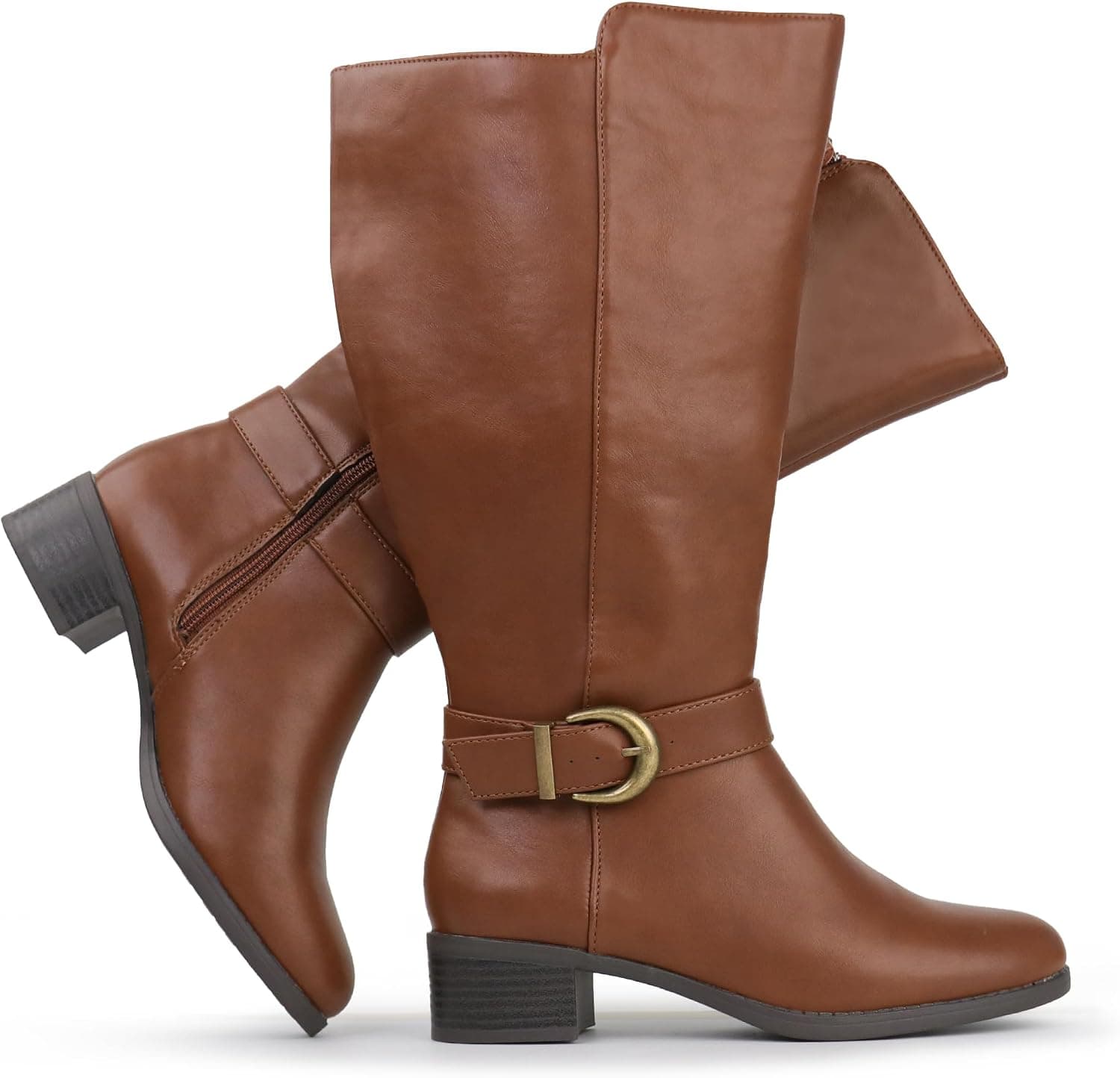 Cognac brown extra-wide-calf knee-high boots β sizes 6β12