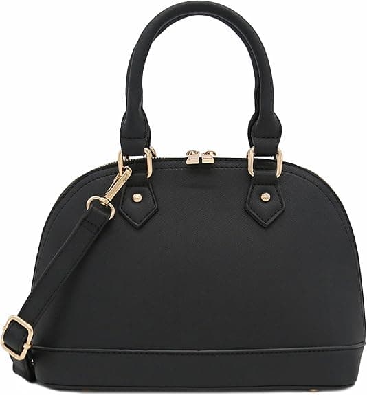 Black structured top-handle satchel