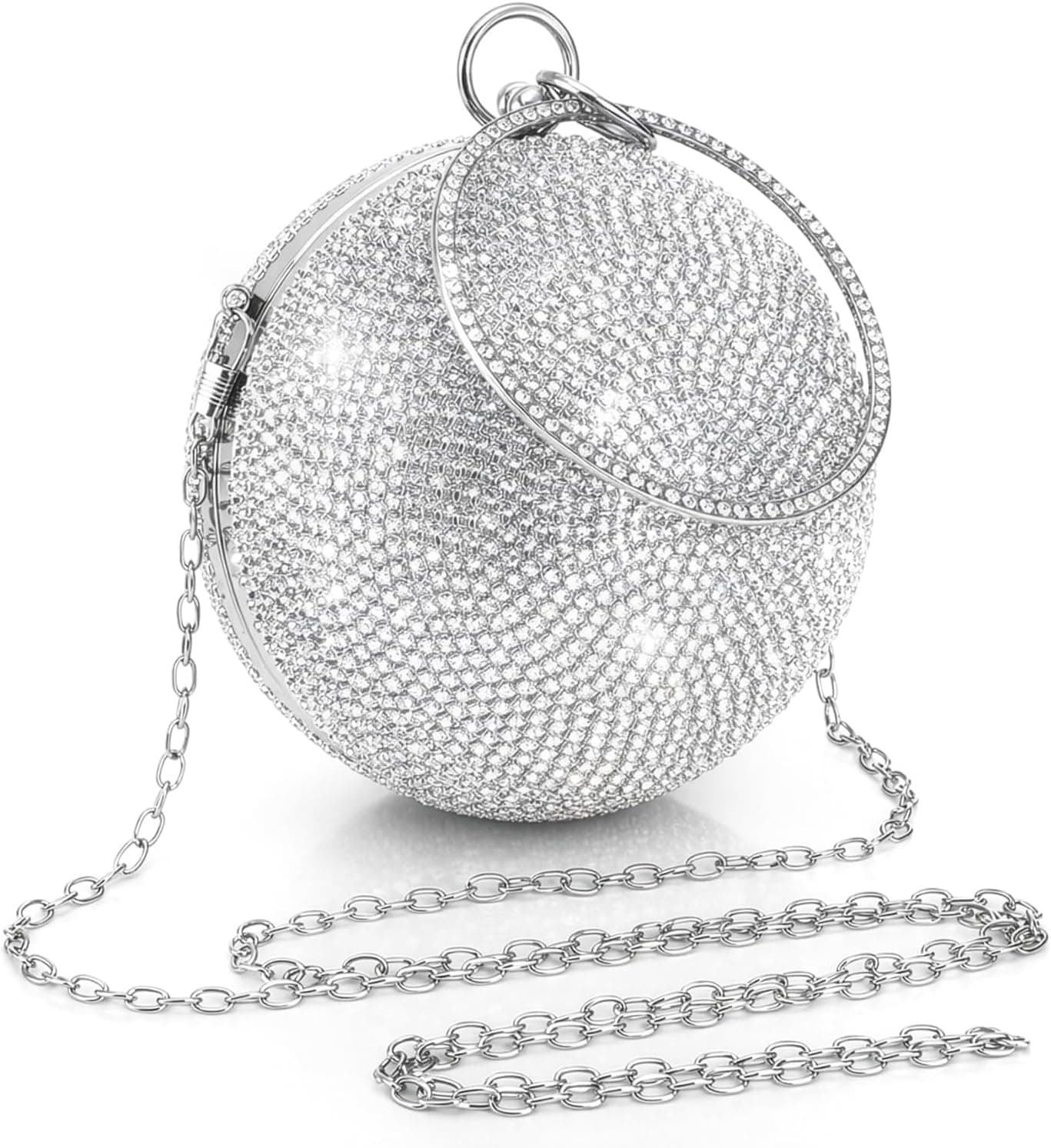 Silver disco-ball clutch purse