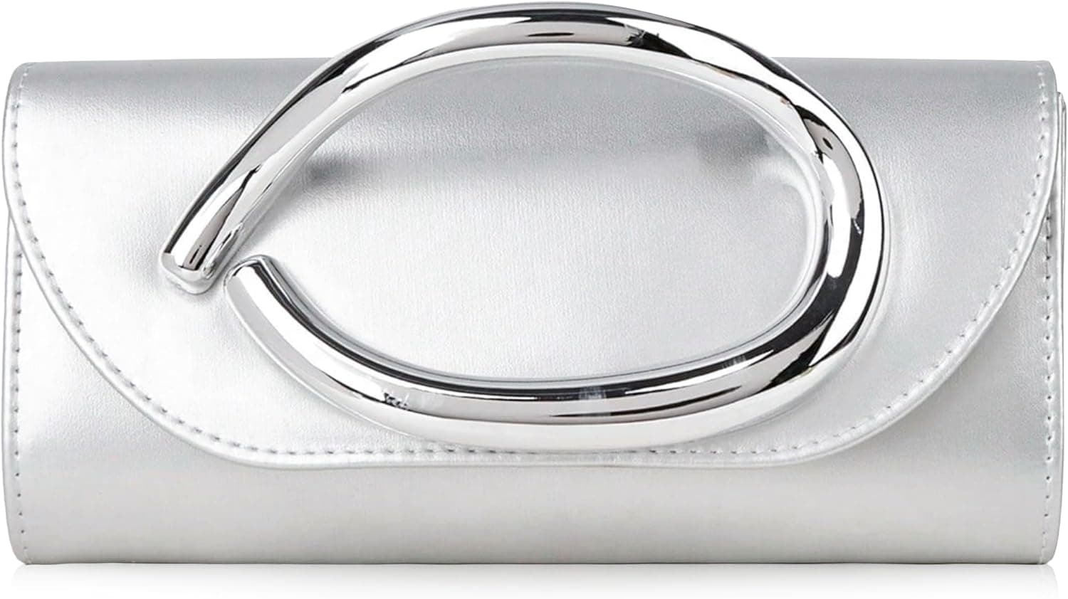 Silver metallic evening clutch