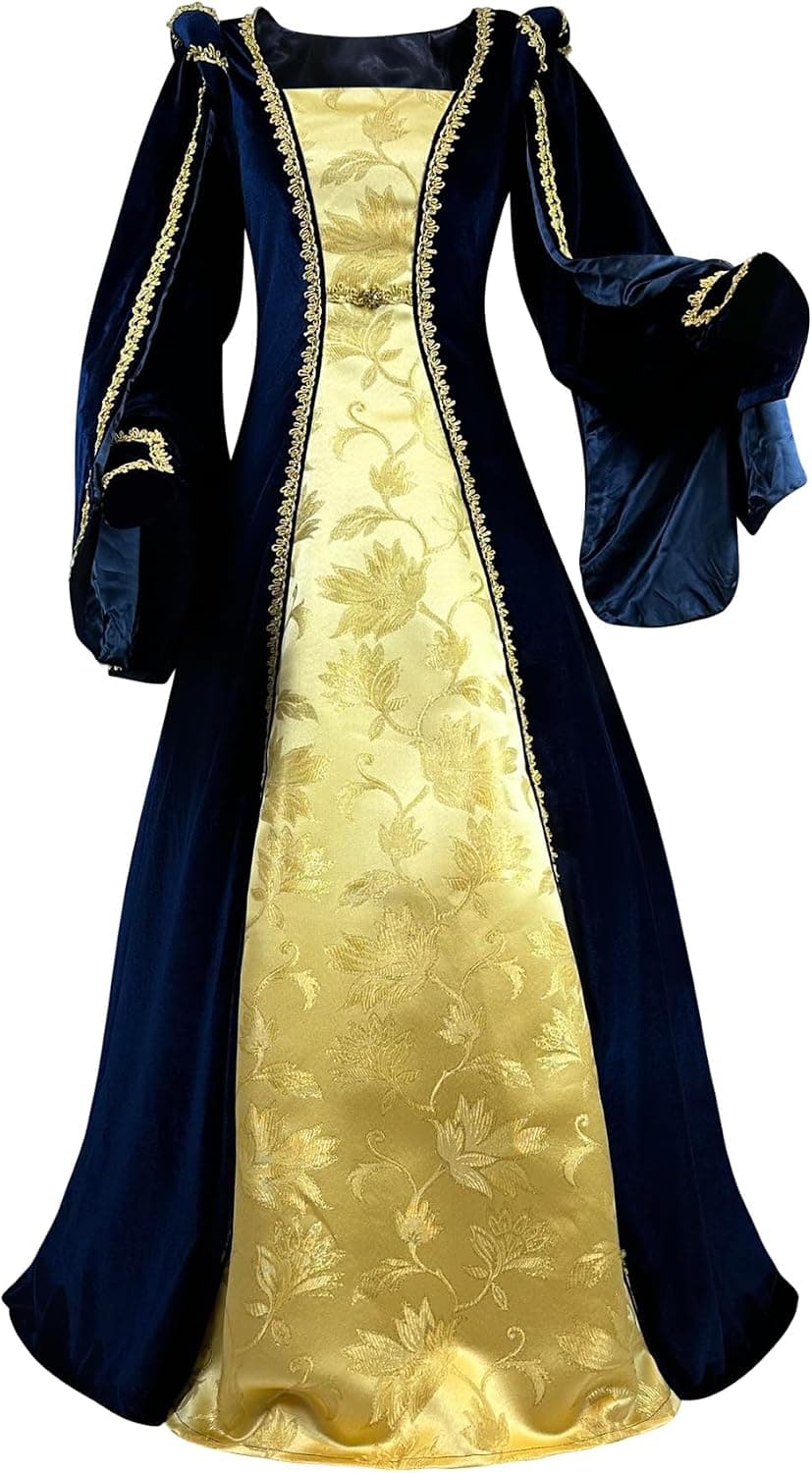 Cobalt/navy plus-size velvet Tudor gown — up to 4X