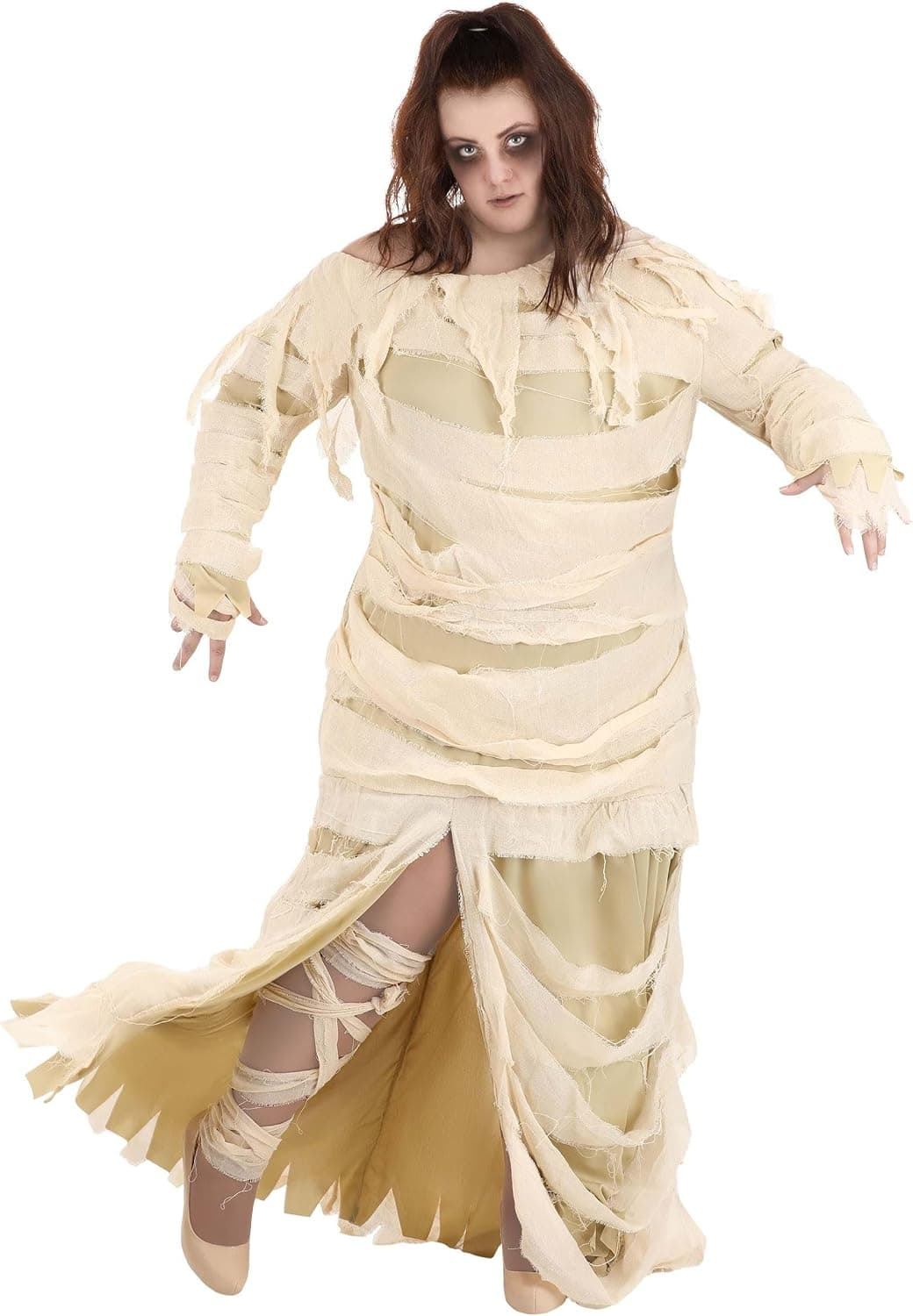 Plus-size wrapped mummy dress — up to 3X