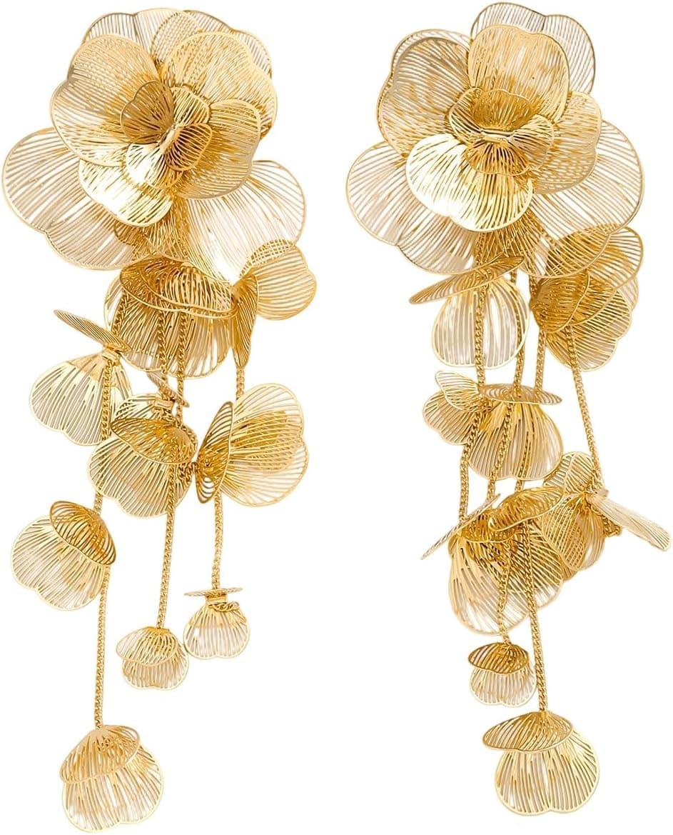 Gold floral filigree drop earrings β closest small gold-drop match