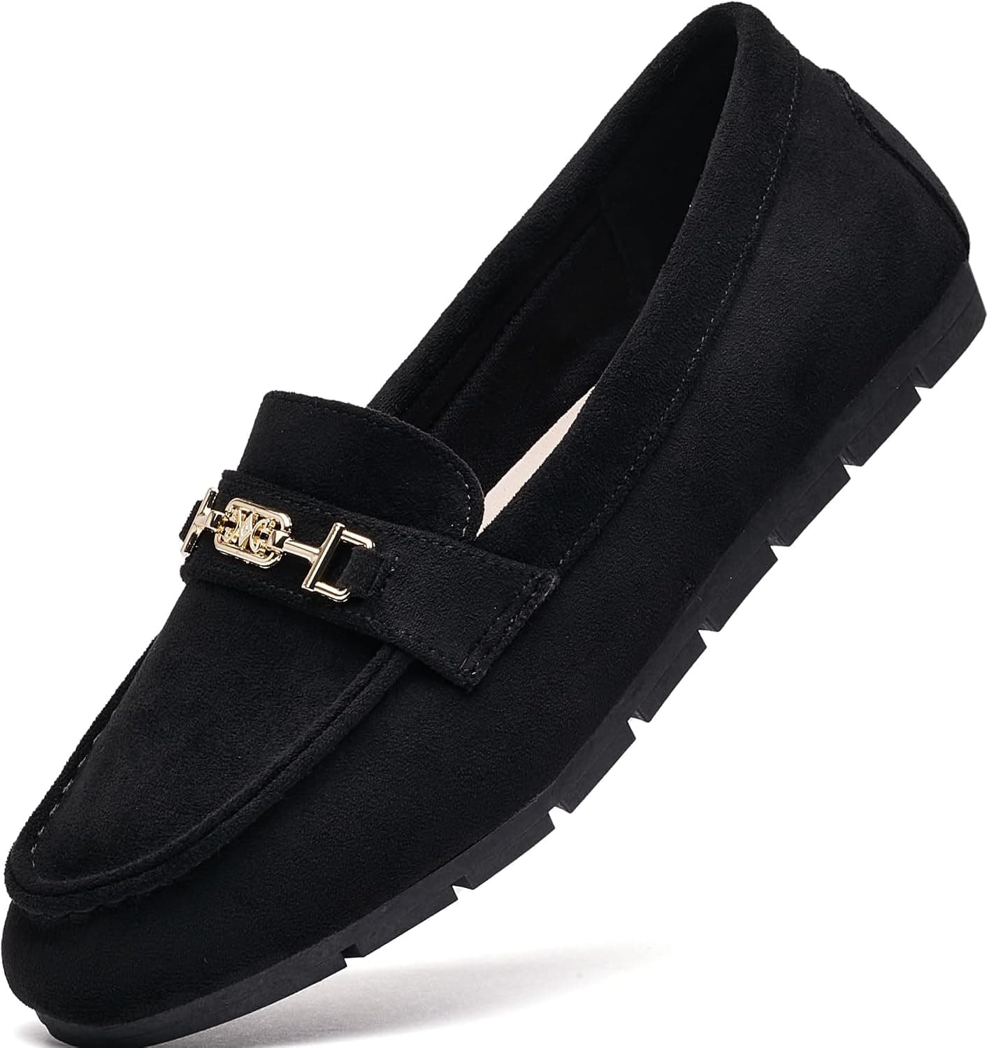 Black velvet loafers — wide sizes