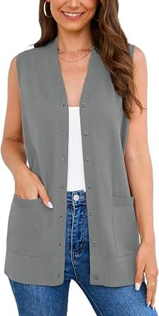 Dark-gray plus-size sleeveless button cardigan — 3X selected