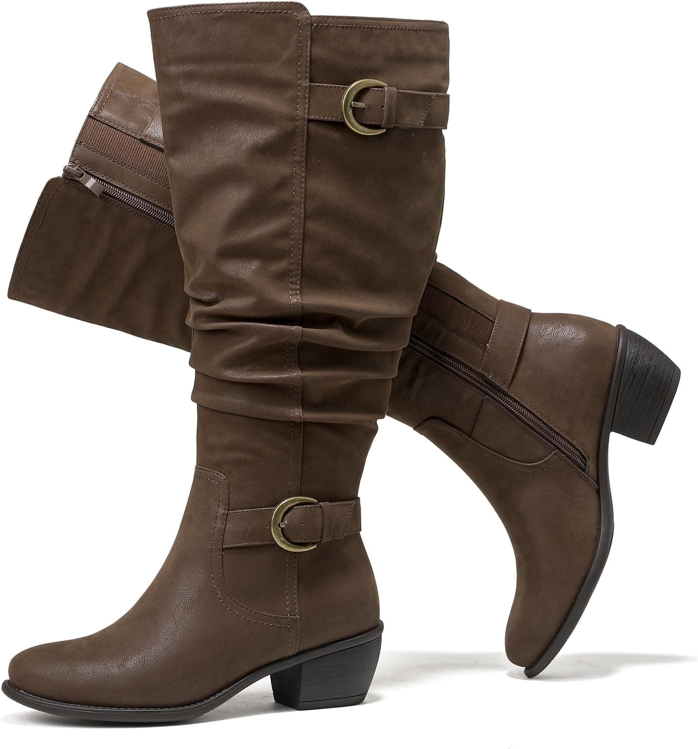 Brown extra-wide-calf knee-high boots β sizes 7β13 X-Wide