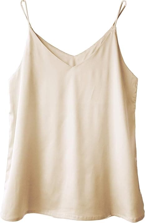 Champagne satin V-neck camisole — sizes 1X–4X