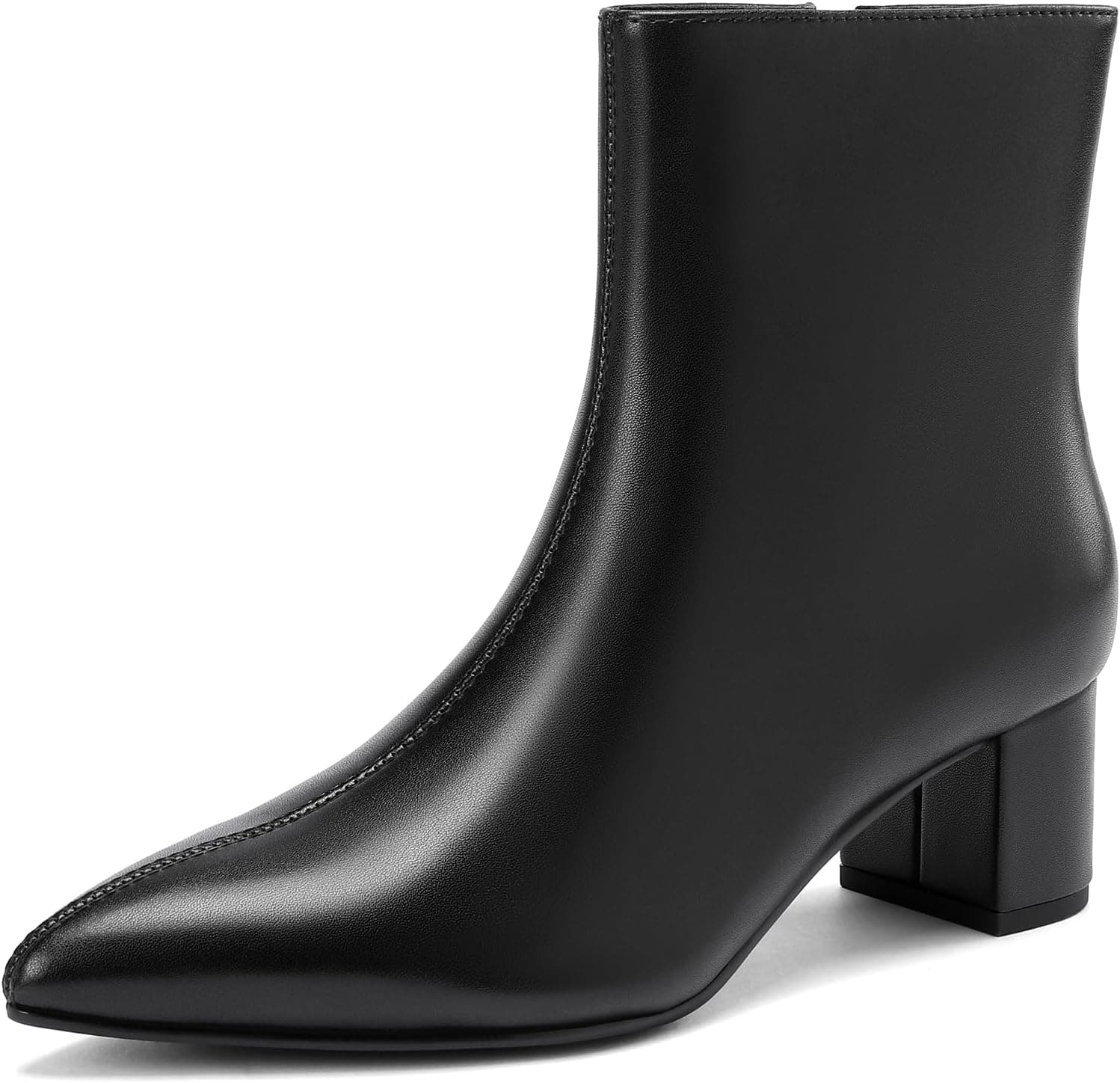 Black pointed-toe ankle boots — wide widths