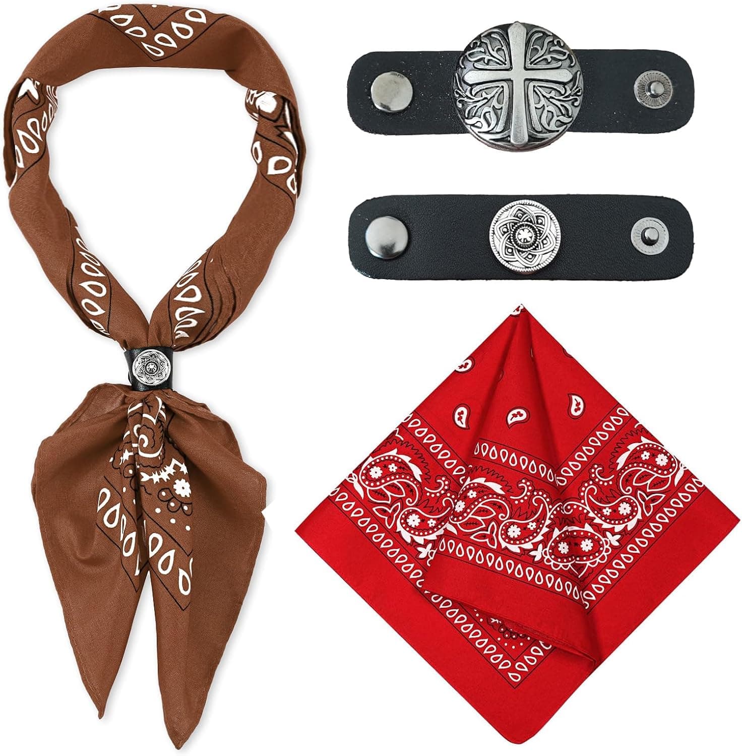 Brown/red patterned scarf β closest small handle-scarf accent for the handbag