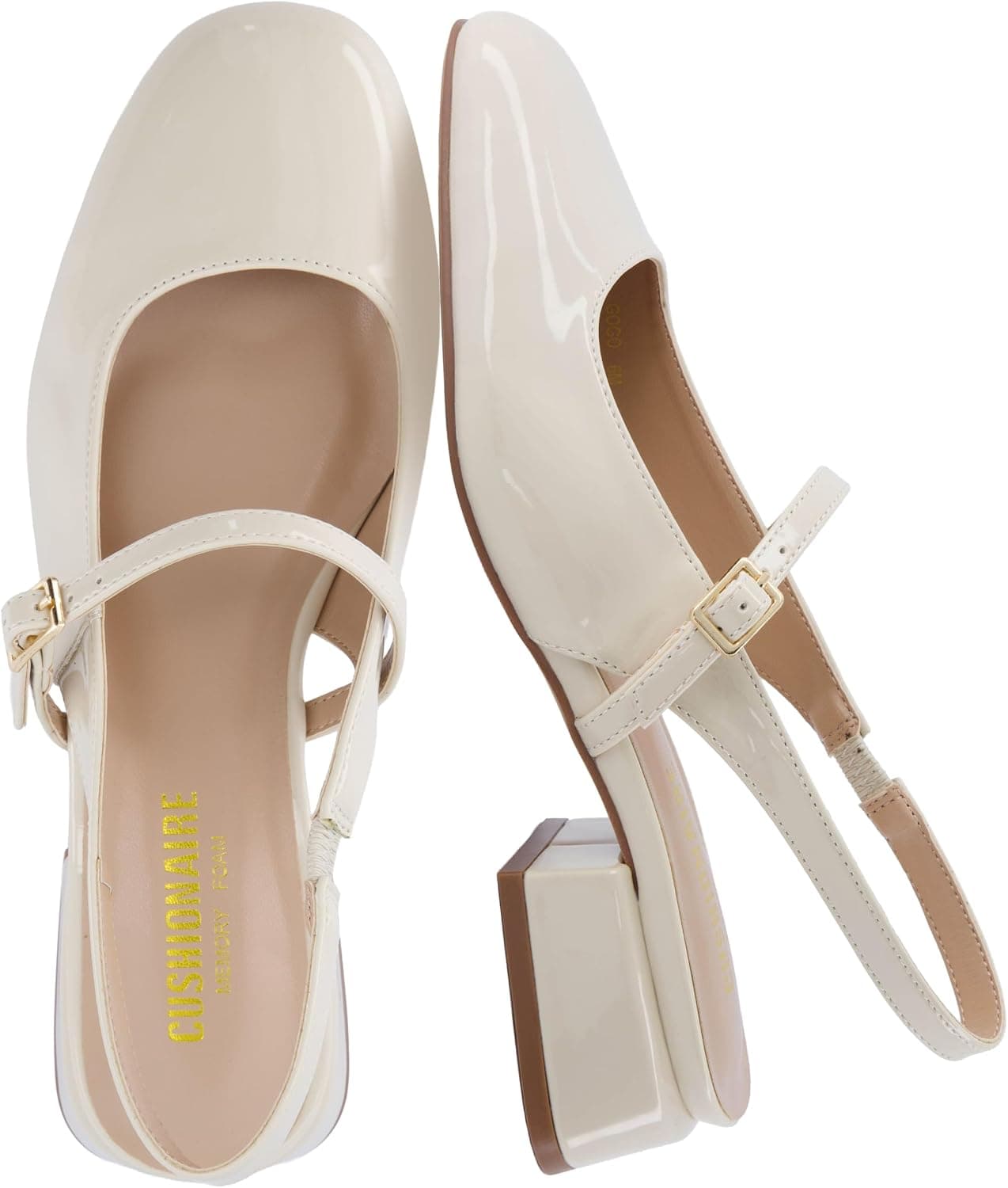 Cream Mary Jane shoes — wide widths