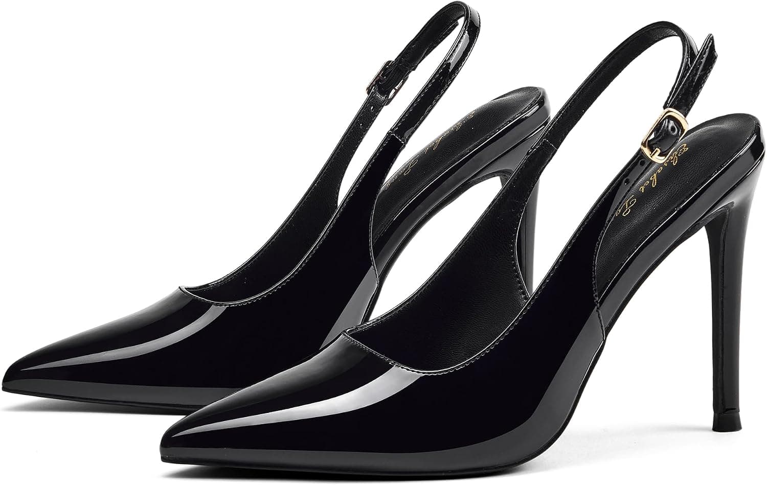 Black patent pointed slingback pumps β sizes shown through 8