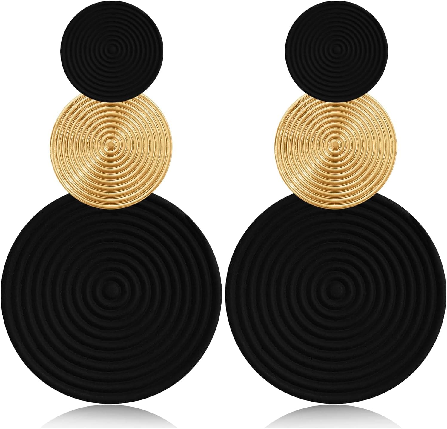 Black-and-gold statement drop earrings