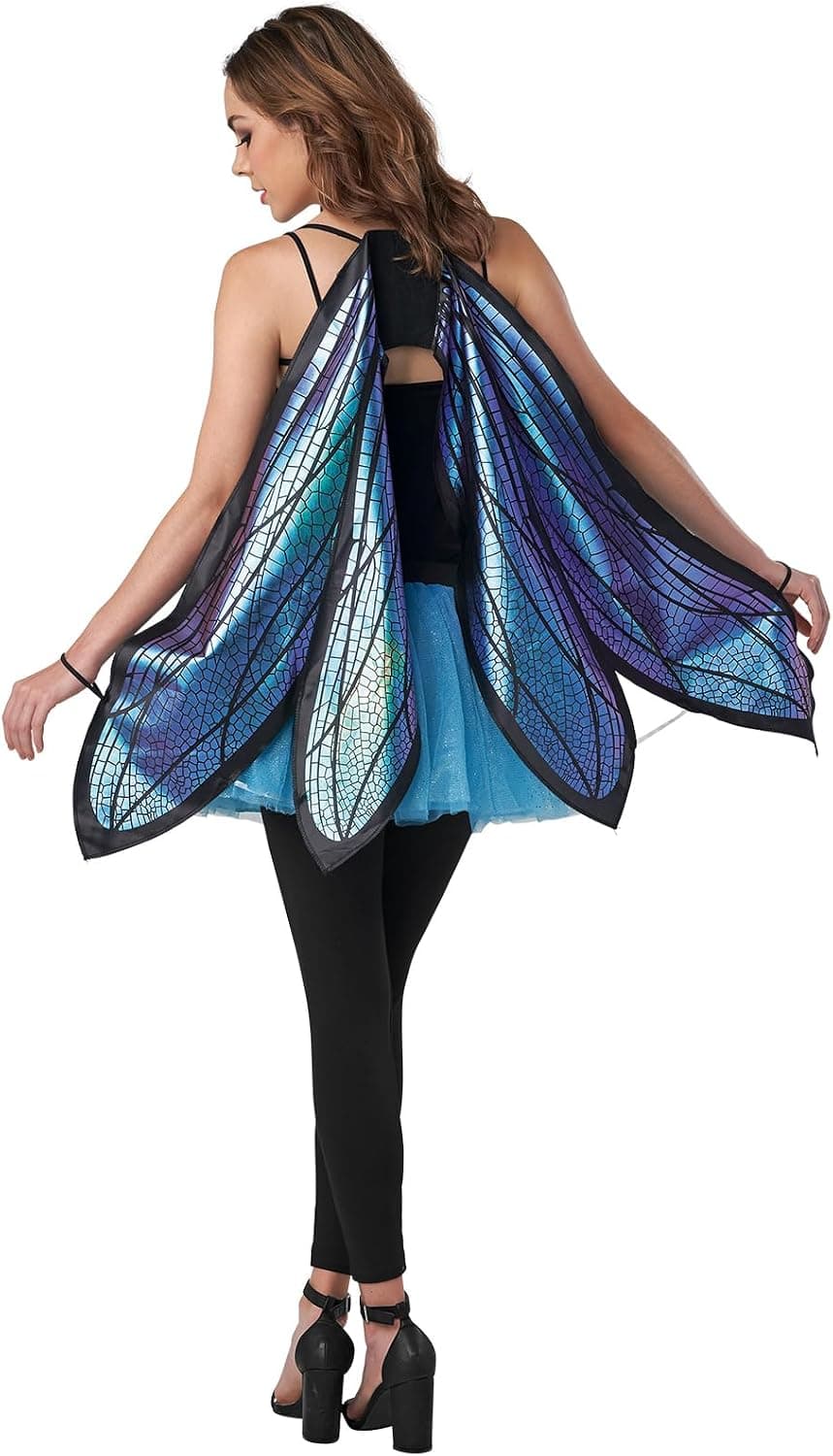 Iridescent blue adult butterfly cape wings