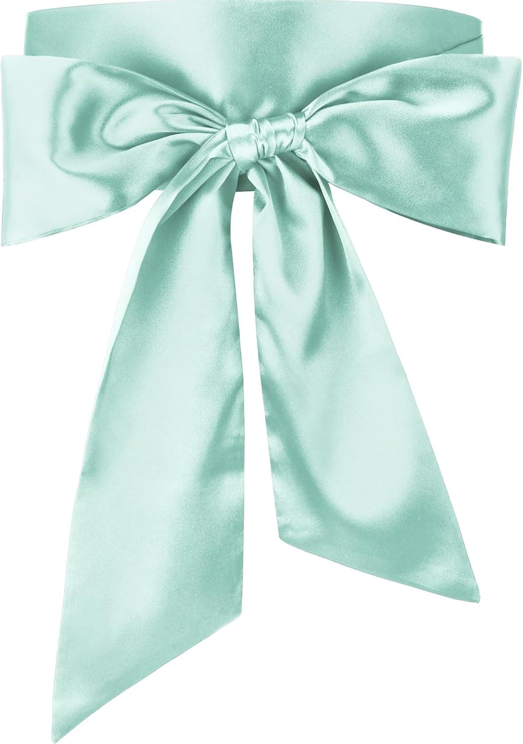 Mint-green satin waist sash
