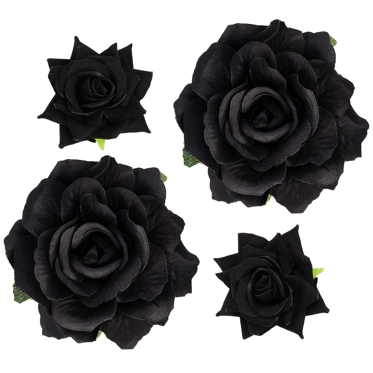 Black floral rose hair clips — 4-pack