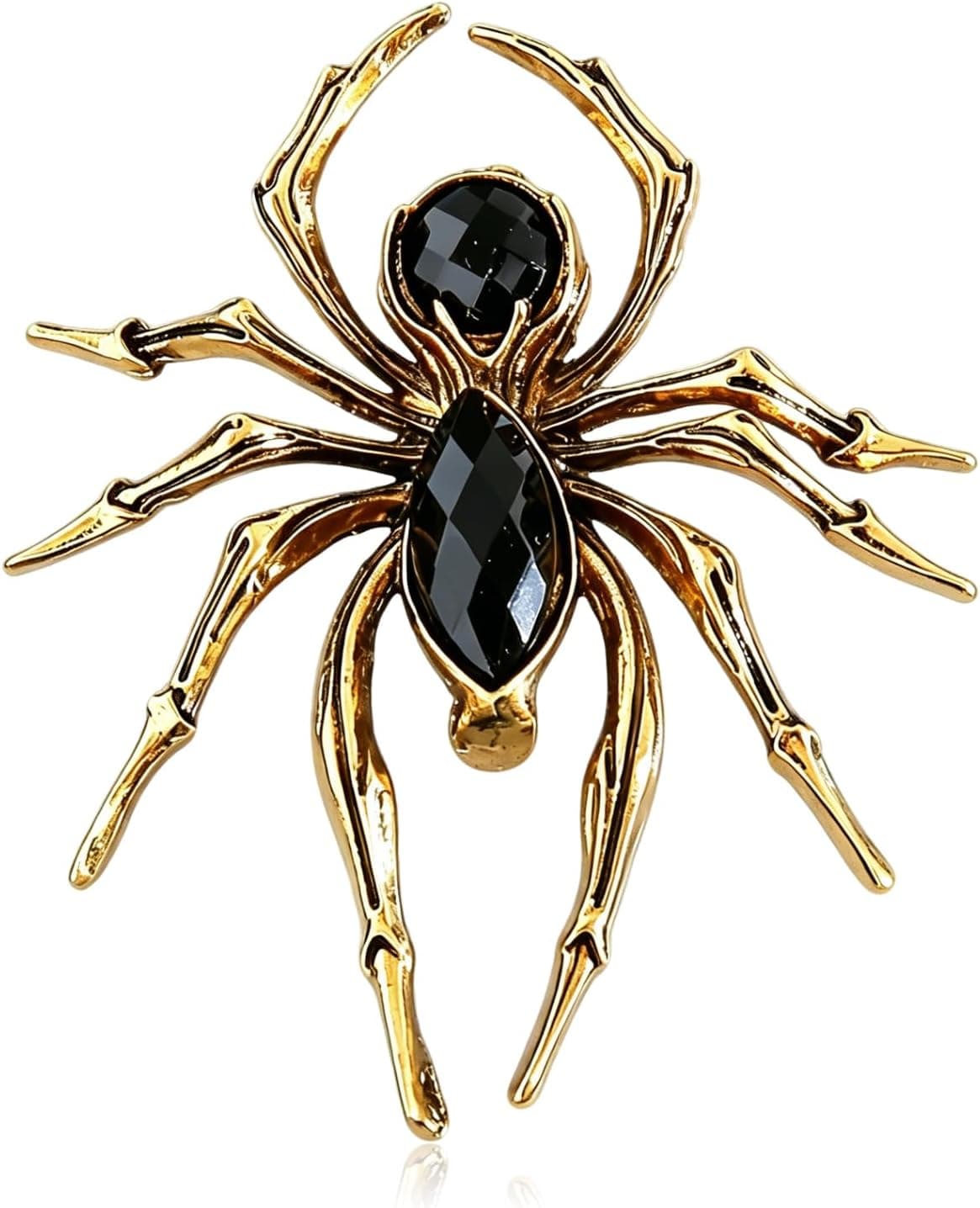 Gold-and-black spider brooch