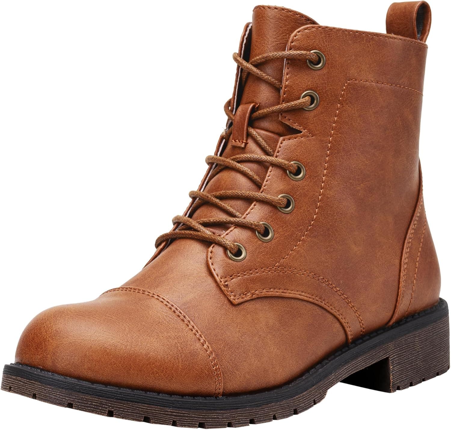 Brown lace-up ankle boots — wide widths