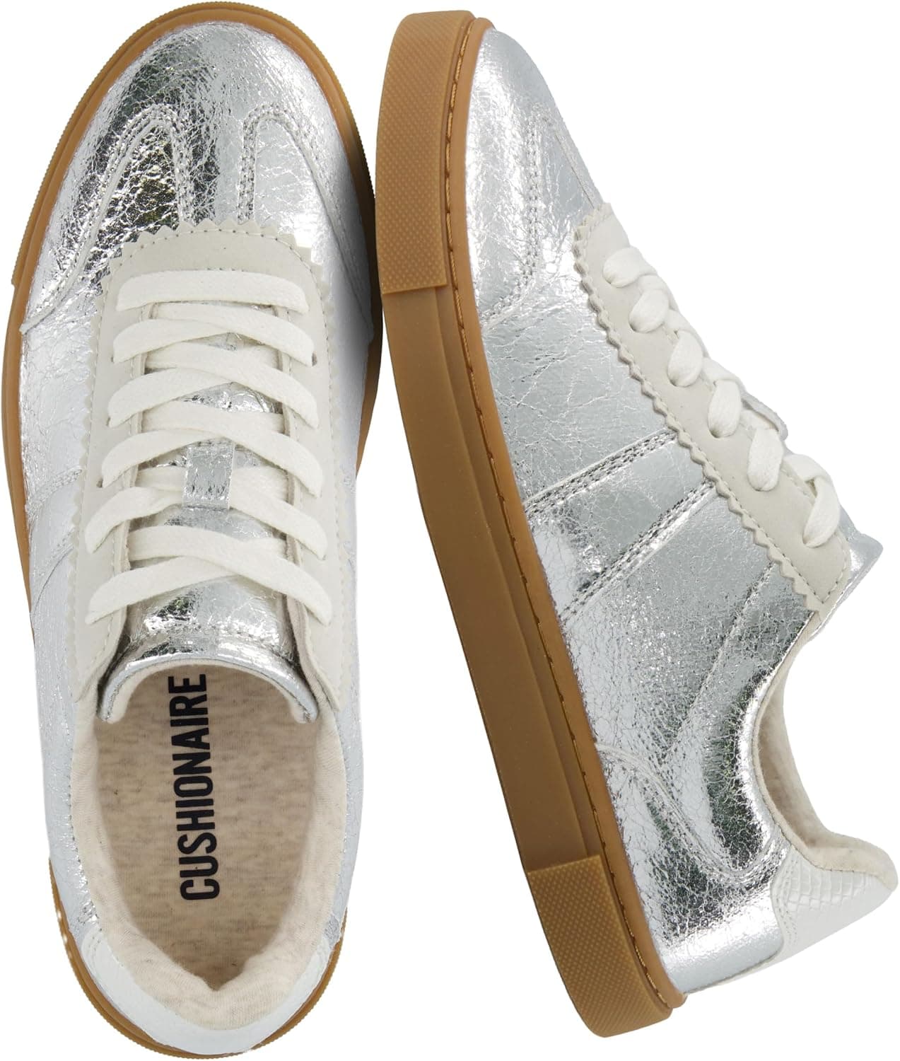 Silver sneakers — wide-width option