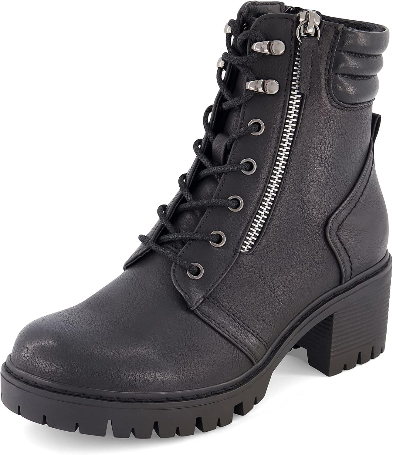 Black lace-up boots — wide widths