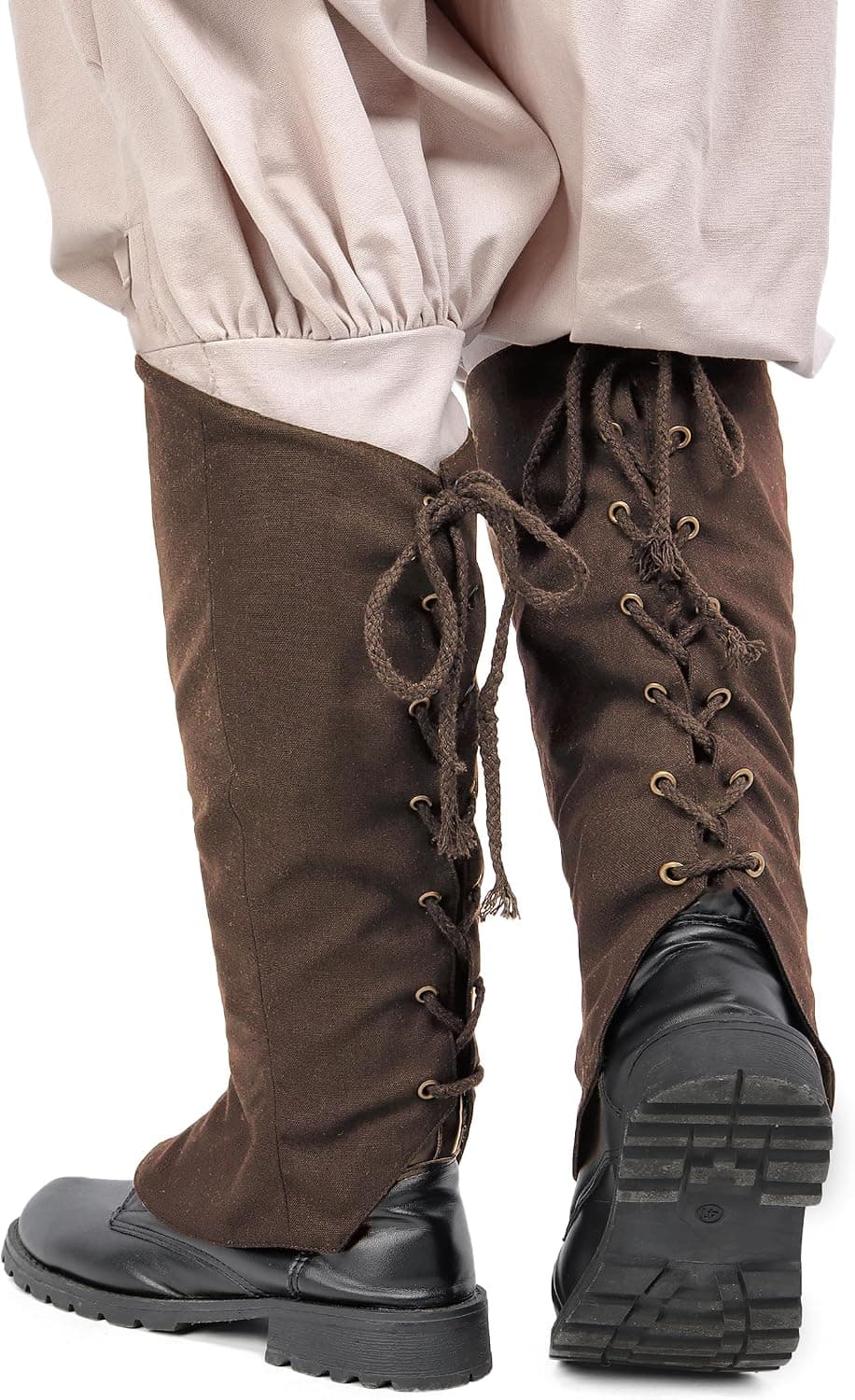Brown linen wrapped boot covers
