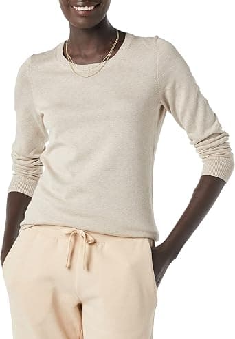 Oatmeal-cream crew-neck top — plus sizes 1X–6X