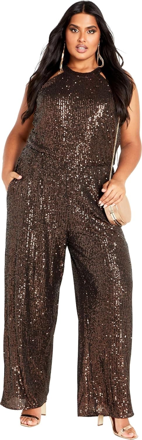 Bronze plus-size jumpsuit — through 24 Plus