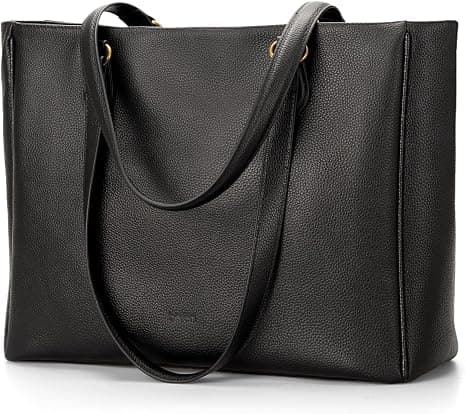Black structured genuine-leather tote