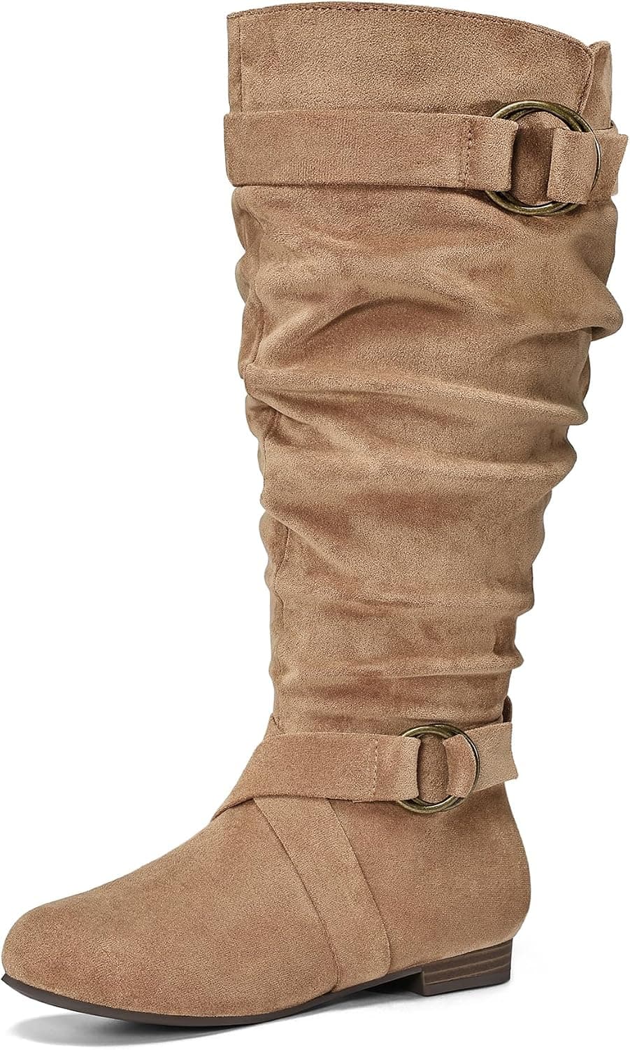 Tan extra-wide-calf knee-high boots