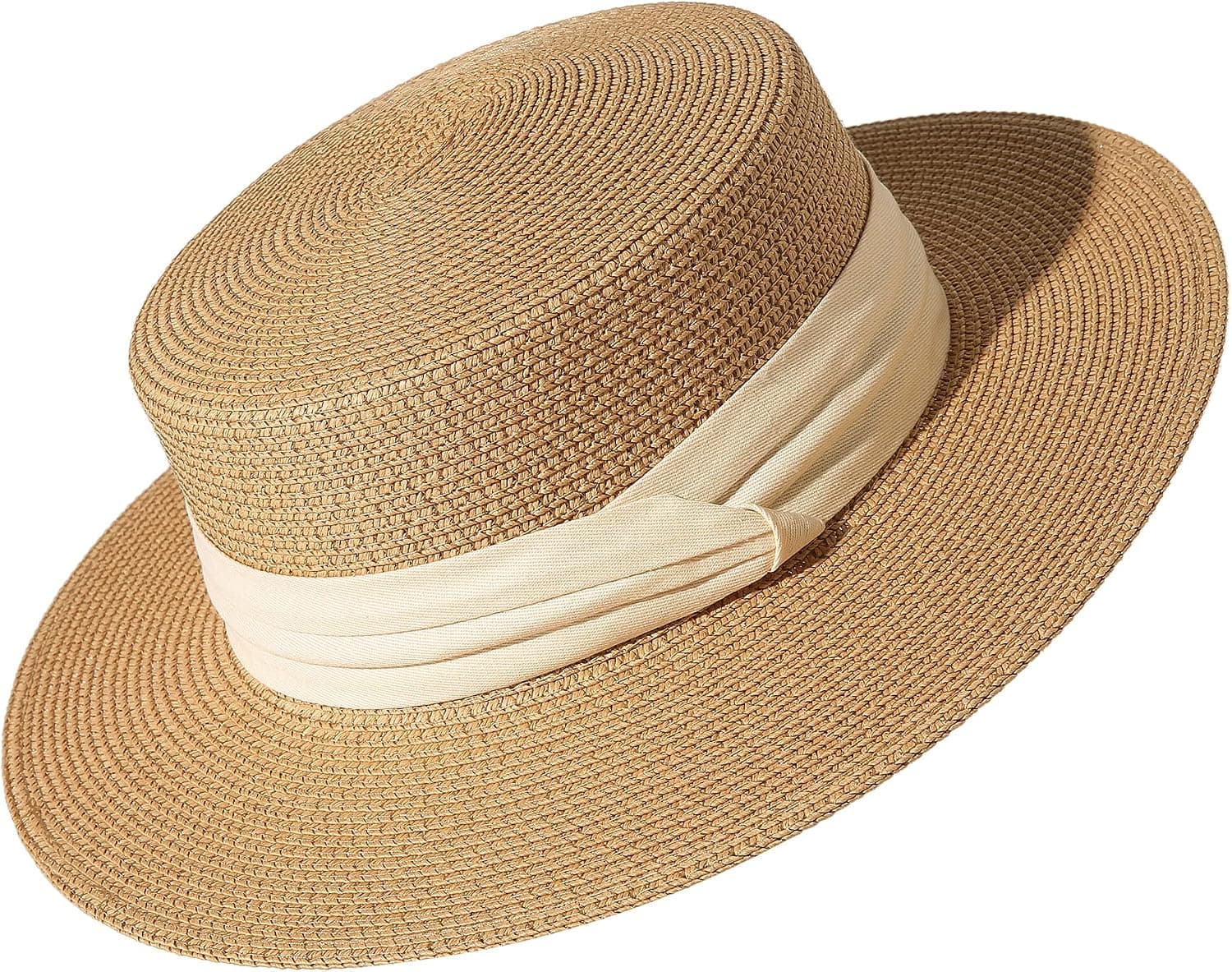Natural straw wide-brim hat