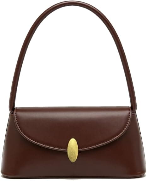 Dark-brown structured top-handle clutch β Color Choc