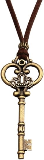 Antique bronze key necklace