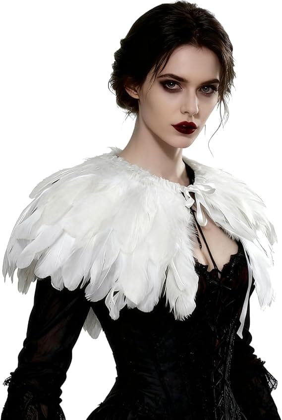 White feather shoulder shrug for a cloud accent