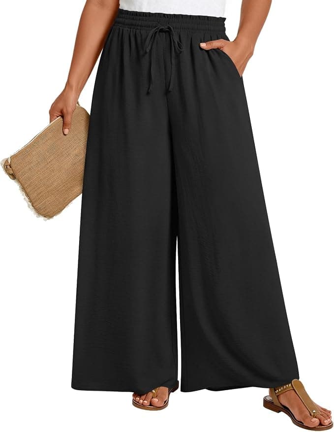 Black plus-size high-waist wide-leg trousers β sizes 1Xβ5X