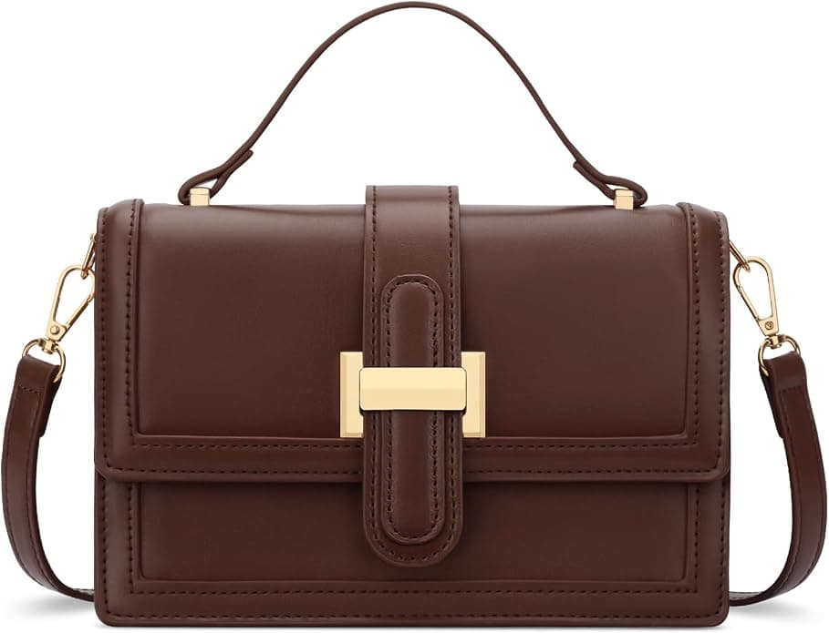 Dark-brown structured top-handle clutch β Color Choc