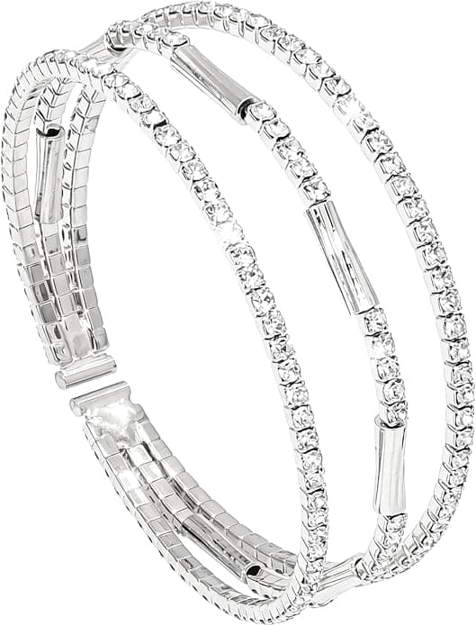 Silver rhinestone cuff bracelet