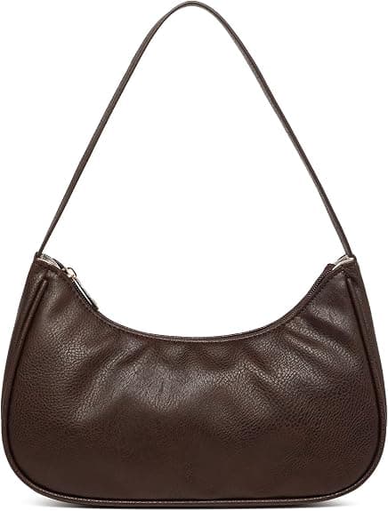 Coffee vegan-leather shoulder bag