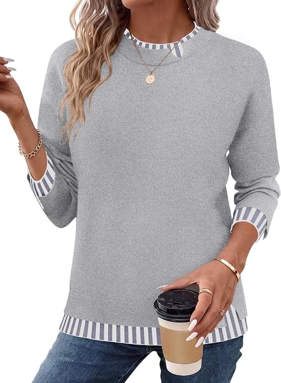 Light-gray plus-size crew-neck sweater — closest cropped match, 4X selected